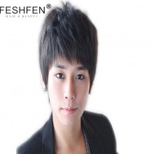 FESHFEN真人發(fā)假發(fā)蓬松短假發(fā)帥氣男生短發(fā)手織真發(fā)逼真時(shí)尚男款